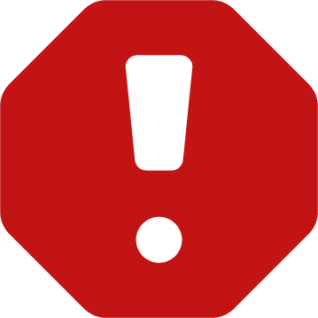 Caution symbol on red octagon