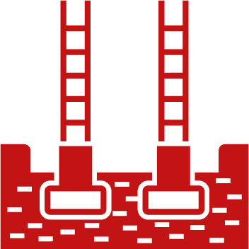 Two ladders in red graphic design