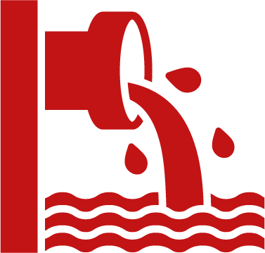 Red pipe with water and droplets