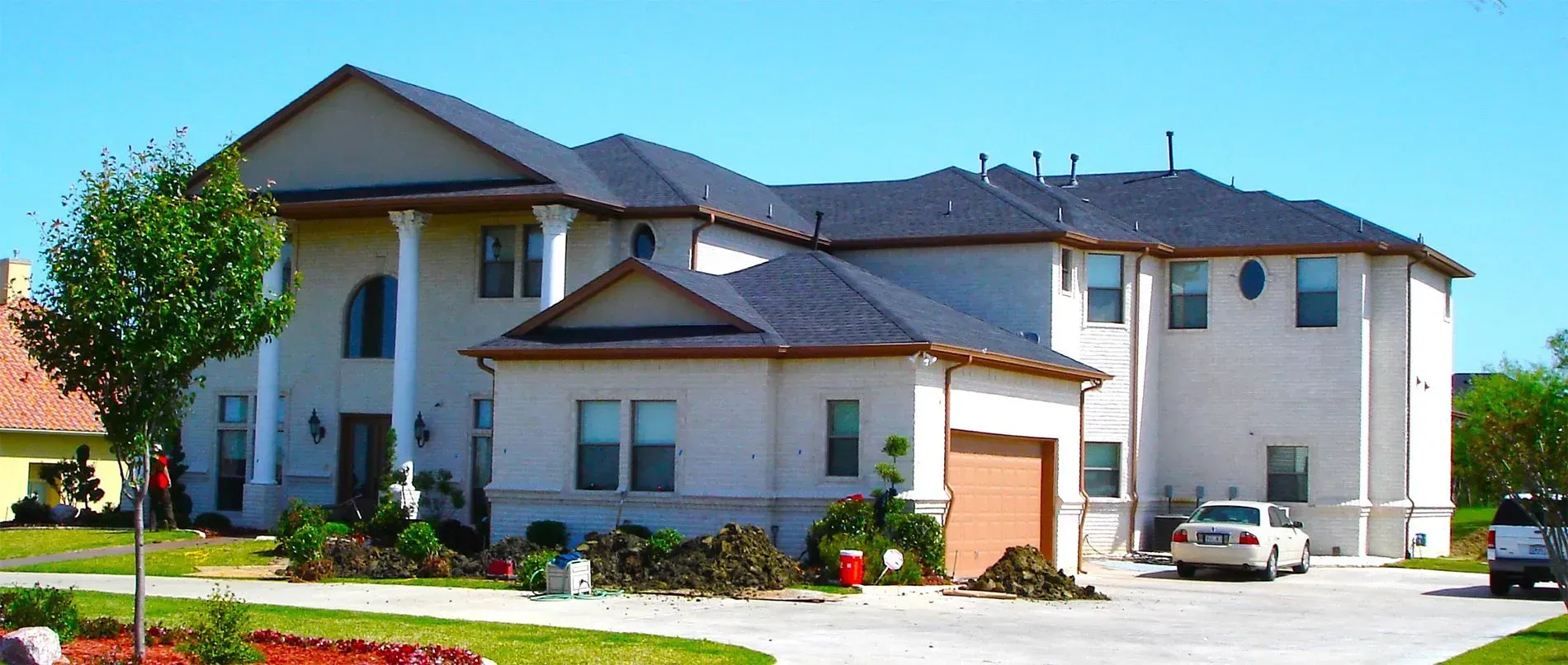 Modern house with attached garage and driveway