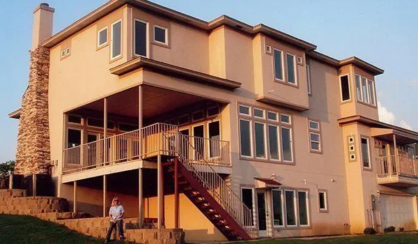 Spacious house with wooden stairs