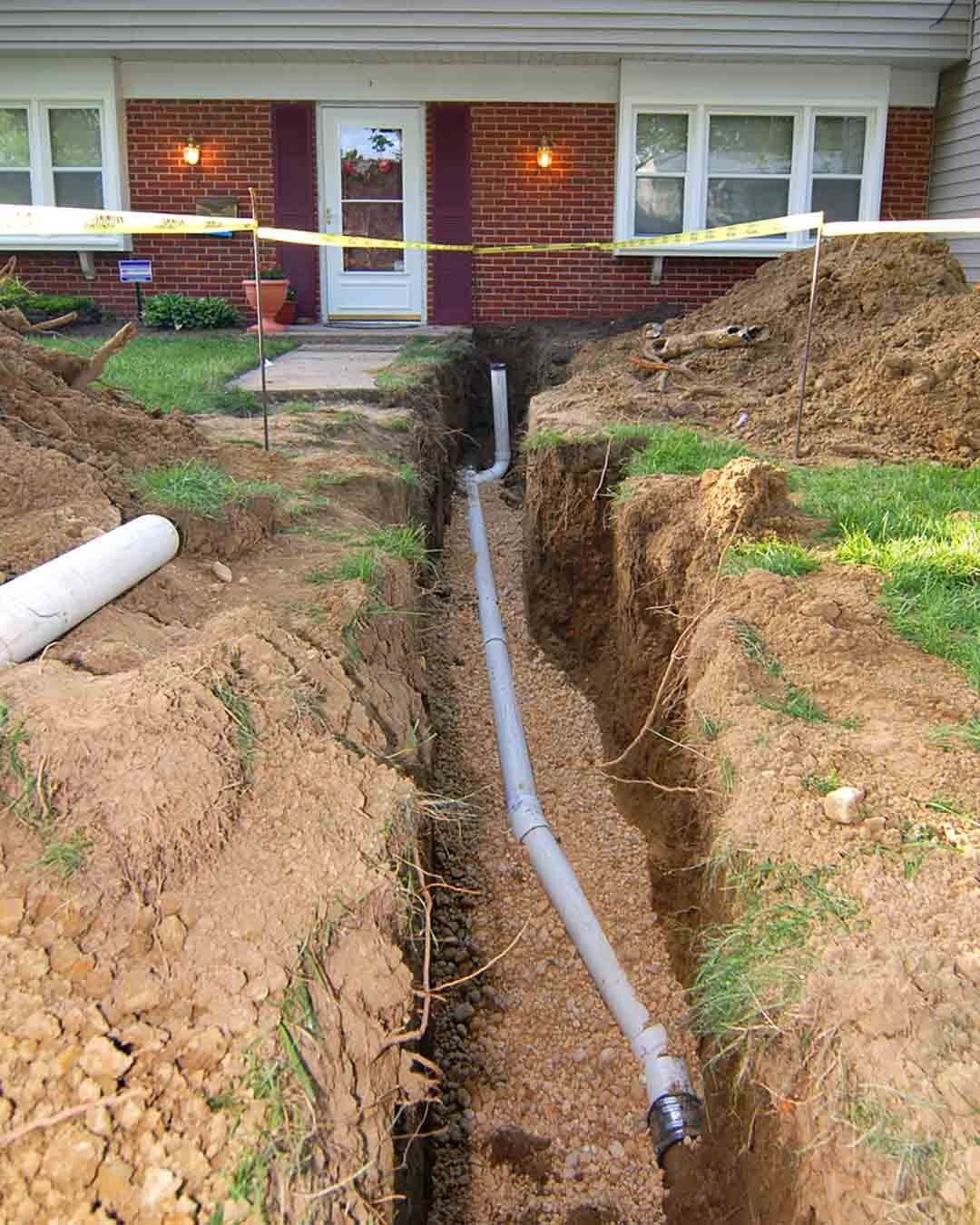 Residential yard drainage system construction