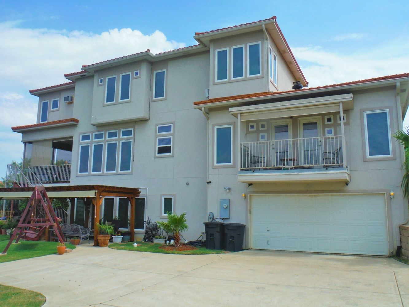 Modern two-story house with balconies